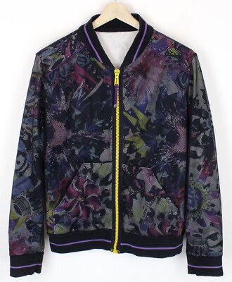 FRANKIE MORELLO Jacke Damen 2XL Netz Blumenmuster Reißverschluss Stehkragen