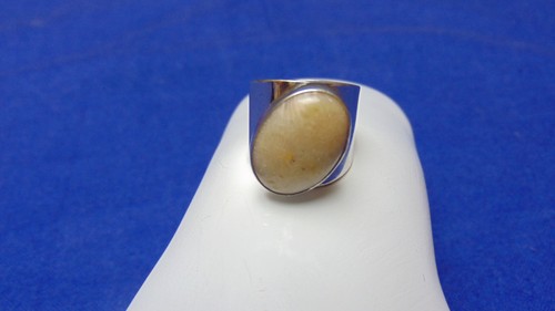 Anello in corallo fossile a fascia larga sterling - Foto 5 di 10