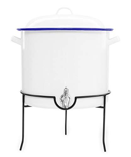 Crow Canyon Enamelware Beverage Dispenser & Stand, 3 Colors Available - Picture 1 of 4