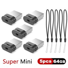 Kootion 5pcs 64GB Metal Super Mini Style USB2.0 Memory Sticks Thumb Drives Black