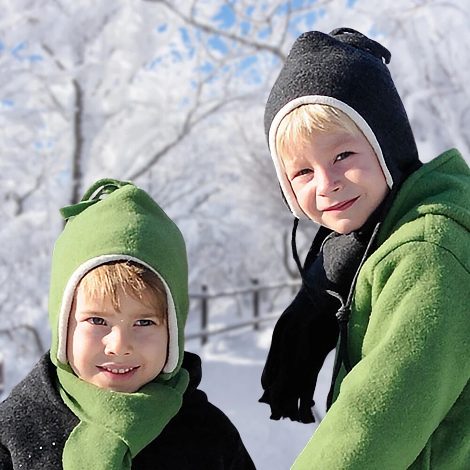 REIFF Sombrero para Niños con Corbatas, 100% Lana Merino Forrado con Algodón Orgánico Sherpa Foto 3 de 4