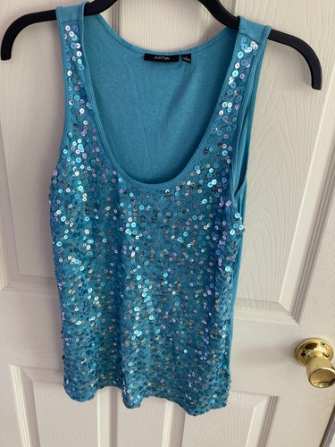 royal blue sequin tank top