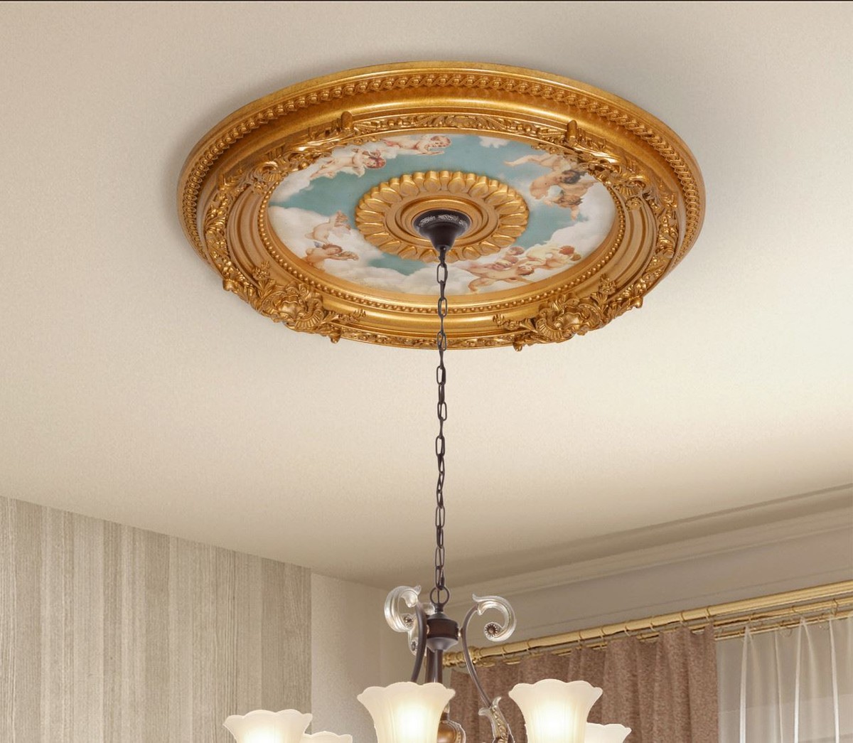 24in Cherub Sky Ceiling Medallion | eBay