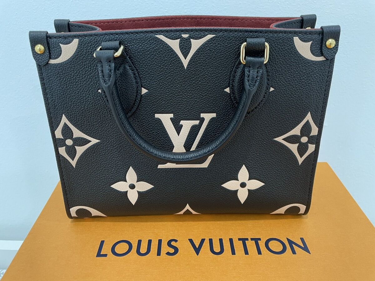 Louis Vuitton On The Go PM Monogram Empreinte Leather Handbag M45659  Black/Beige - Ideal Luxury