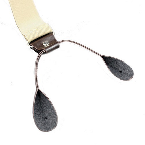 Beige Farbe Knopflöcher Link Herren Hosenträger Polyesterfaser mit Gummiband - Bild 5 von 8