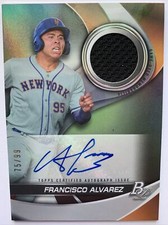 2022 Bowman Platinum #’d /99 Francisco Alvarez Autograph RC Relic Patch #PPAR-FA