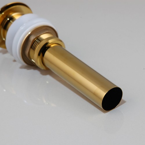 Gold Polished Bathroom Basin Brass Pop Up Drain Without Overflow - Picture 3 of 6