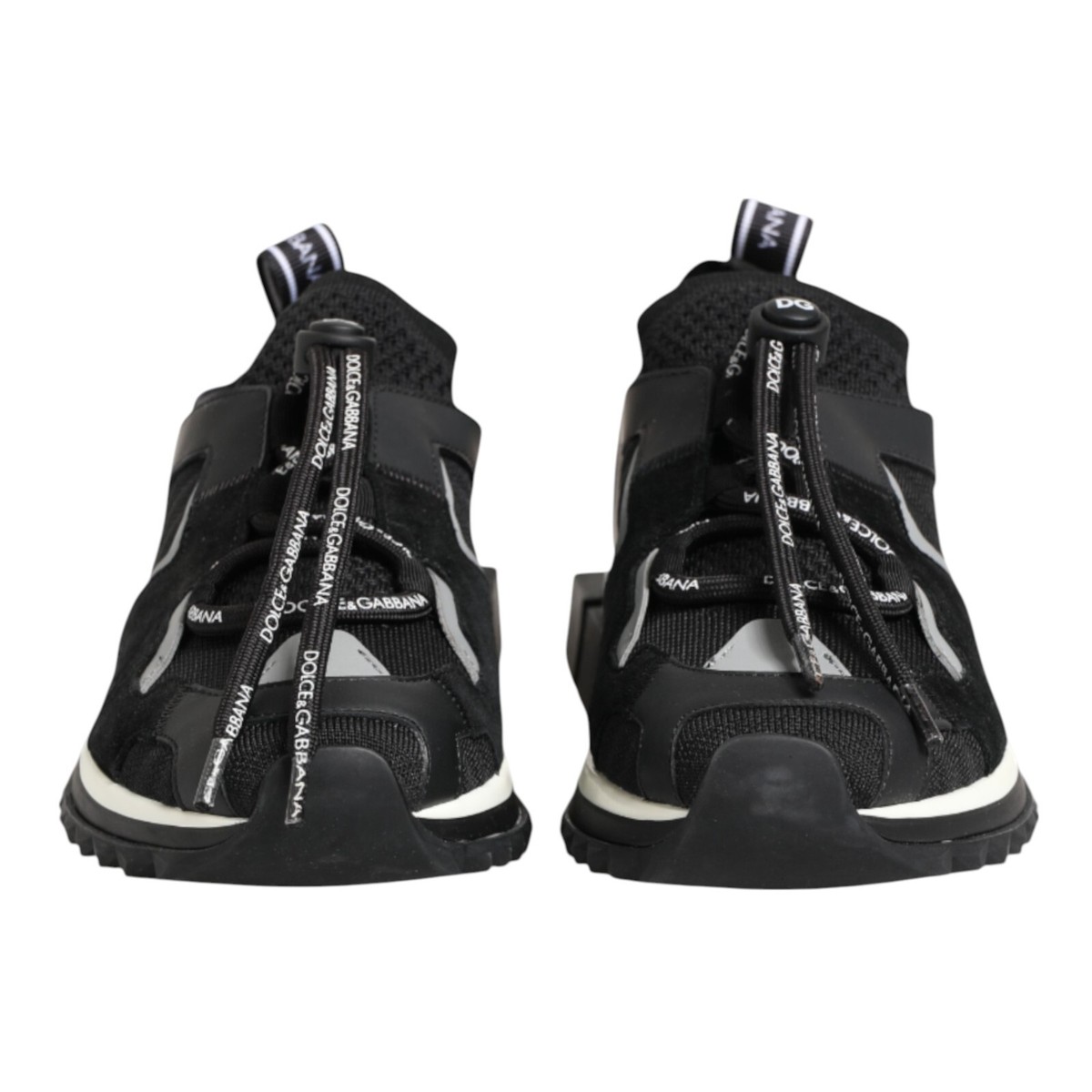 DOLCE & GABBANA Shoes Black White Logo Sorrento Sneakers R-39 L-40