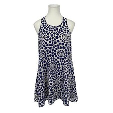 Alice + Olivia Silk Mini Dress Polka Dot Blue White Racerback Small