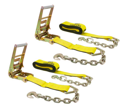(2 Pack) 3''X30' Ratchet Straps w/chain, WLL 5400 Tie Down Strap