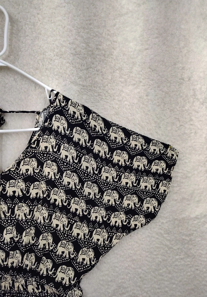 Женские комбинезоны Forever 21 средний размер черные анималистический принт 100% вискоза короткий рукав мини - Изображение 3 из 4