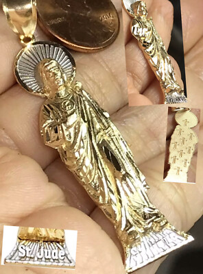 GoLD 14k St Jude Saint Juda pendant yellow White judas solid tadeo 2.35 ...