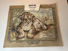 Vintage COLLECTION D'ART tapestry 11195 Lion Cub 60x50