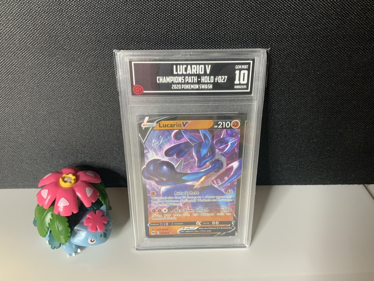 2020 Pokemon SWSH Champion's Path #027 Lucario V TCCG 10 PSA 10