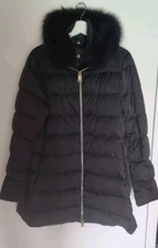 Reduced: Herno Women's Black Down Insulated Coat Detachable Fur Collar 48