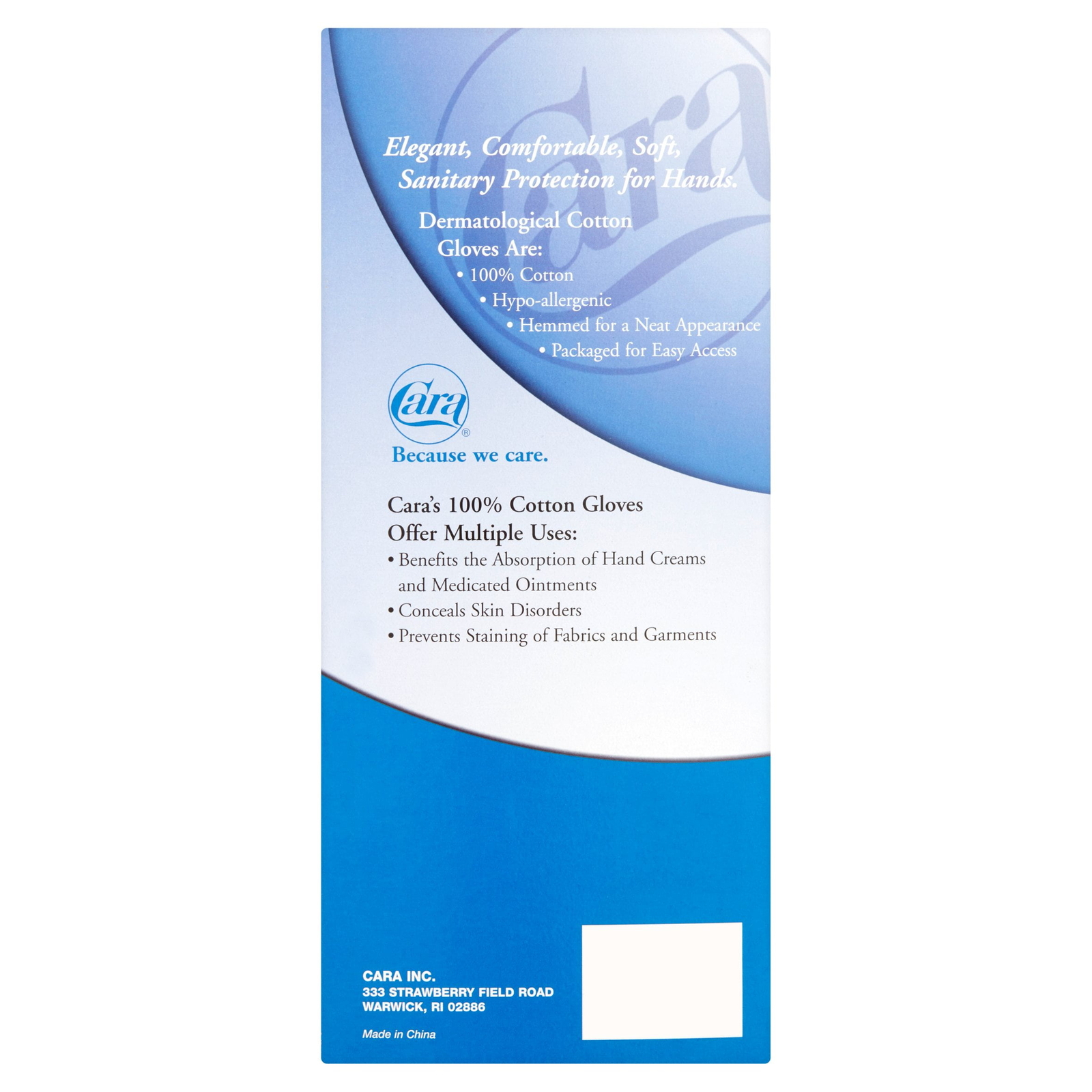 Cara Hypoallergenic Moisturizing Cotton Gloves Medium 24 Pair for sale