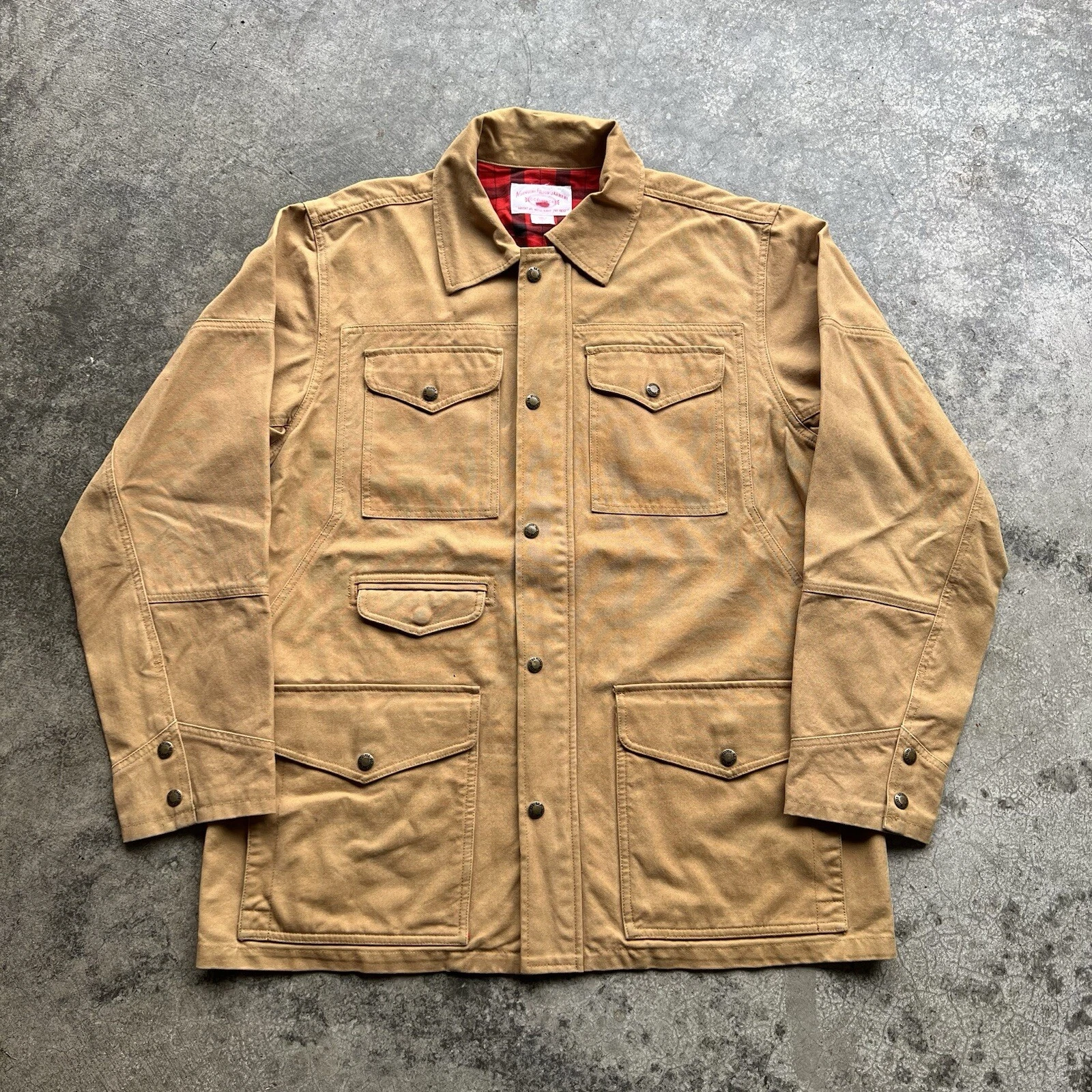 Filson Canvas Cruiser Flannel Lined Hunting Fishing Jacket 10054 Mens Large EUC