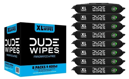 DUDE WIPES XL Flushable Wipes, Fragrance Free, 8 ct. (400 wipes) - Picture 2 of 7