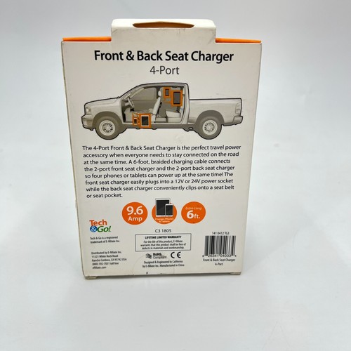TECH AND GO 9.6 Amp 4-Port Front and Back Seat Charger 141-0412-TG3 - Picture 2 of 3