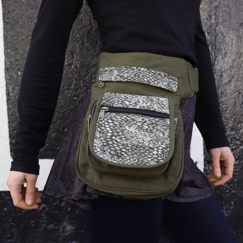 Gürteltasche Kurt Hip bag mit Muster grün Bauchtasche Hüfttasche Schultertasche - Picture 7 of 12