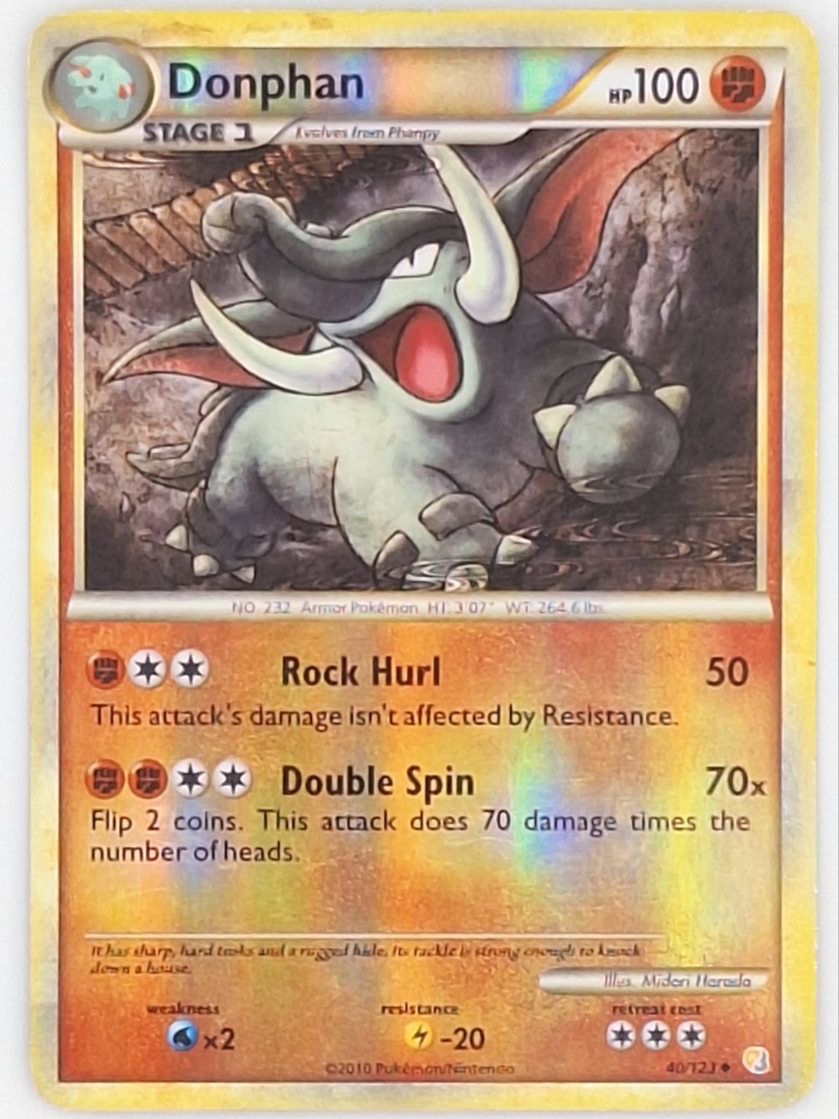 Donphan 40/123 Pokemon - Reverse Holo Heartgold and Soulsilver MP