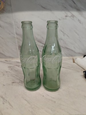 VTG Set 2 Coca Cola Coke 6.5 Ounce Green Glass ,from savanna Ga,minot Nd