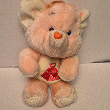 Vintage 1984 Kenner Care Bears Cousins Lotsa Heart Elephant 13" Plush Pink