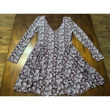 Urban Outfitters Burgundy Floral Dress with Blue Accents
