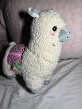 Medium Plush Stuffed Llama White with Pink Blanket 14-24 in Multicolor Toy