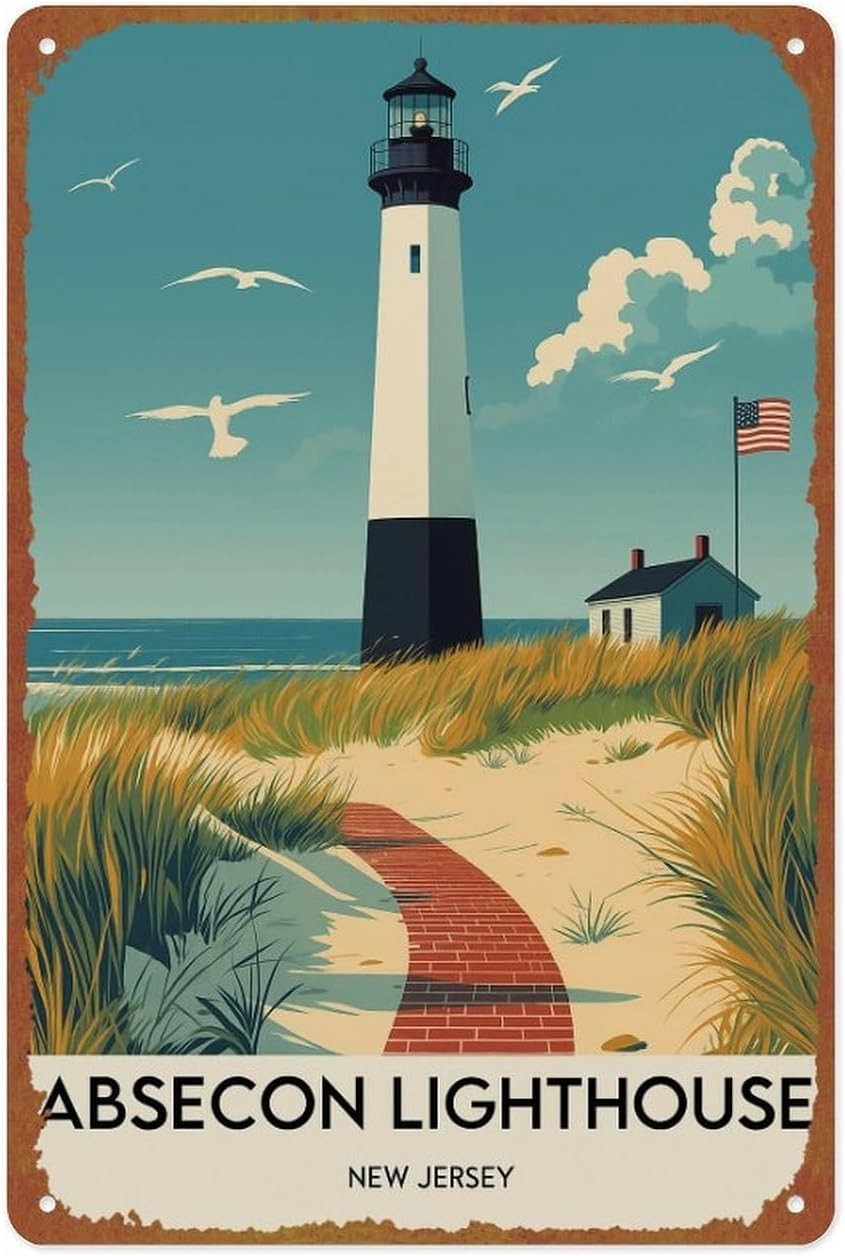 Vintage Lighthouse Metal Wall Art Sign, Aluminum Nature Poster 8x12 Inch