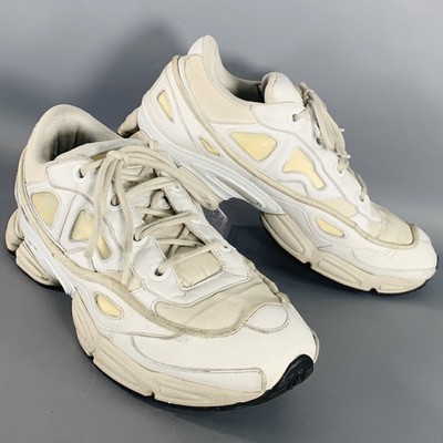 Adidas X Raf Simons Größe 10 Ozweego Bunny Weiß Creme Leder Leinenschuhe