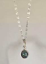 Silber Halskette mit Opal Anhänger - L=42cm D Kette= 12cm D Opal= 5cm sehr schön