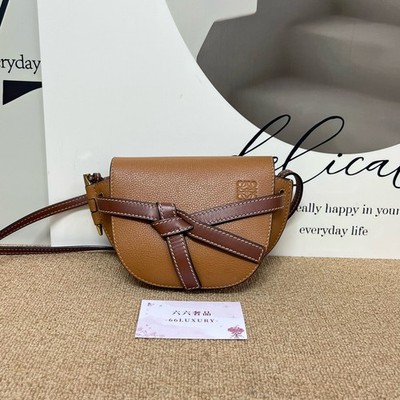Loewe Gate Mini Saddle Bag Calfskin Leather Flap Crossbody