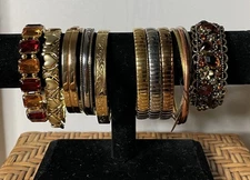 Vtg To Now  bracelet Lot 10 pieces Mixed Metals Sizes And Materials Milor Italy
