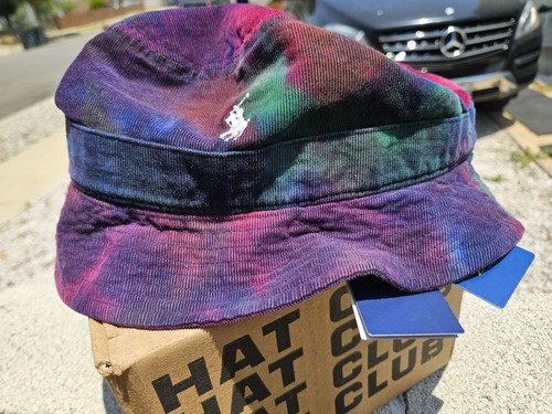 Polo Ralph Lauren Loft Tie Dye Corduroy Bucket Multi Hat Cap L/ XL NWT $98