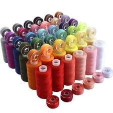 72Piece Sewing Thread Set 36 Colors, Bobbins, 400Yard Polyester Spools