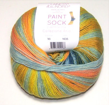 100gm ball Laines du Nord PAINT SOCK fingering weight yarn 90 YELLOW GOLD BLUE