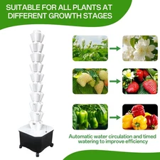 Aeroponics Growing Kit 50 Pots Vertical Hydroponics Garden Tower Grow System 