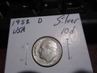 USA - 1952 D -  10 Cent Dime American Coin - 90% Silver