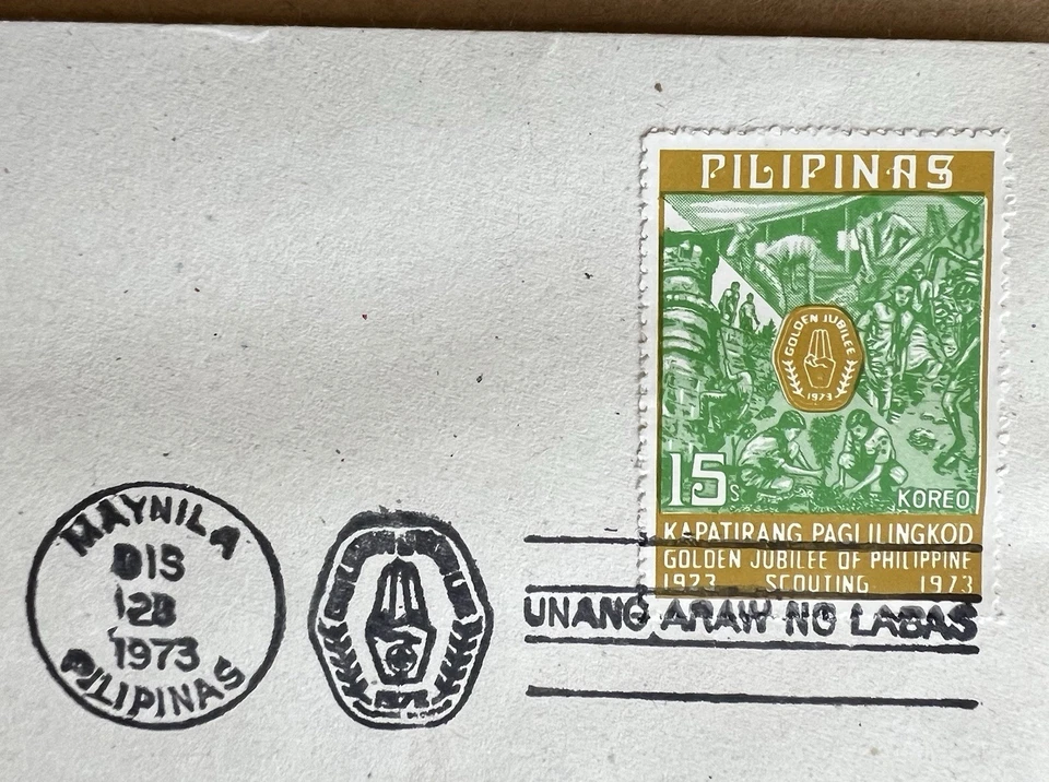Filipinas FDC 1973 • Jubileo de Oro del Movimiento Scout • Manila Cancelar • 28/12/1973 Foto 3 de 4