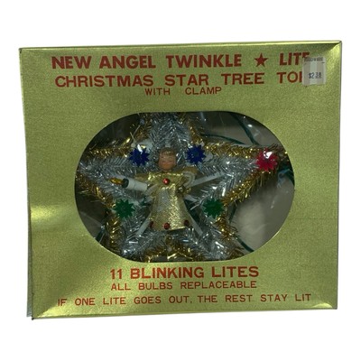 Vintage Twinkle Lite Christmas Star Tree Top   Festive & Bright!   