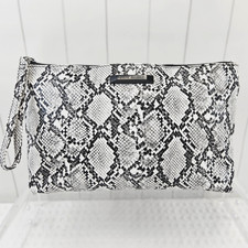 Large Black White Snakeskin Print Wristlet Clutch Pouch Steve Madden Lined