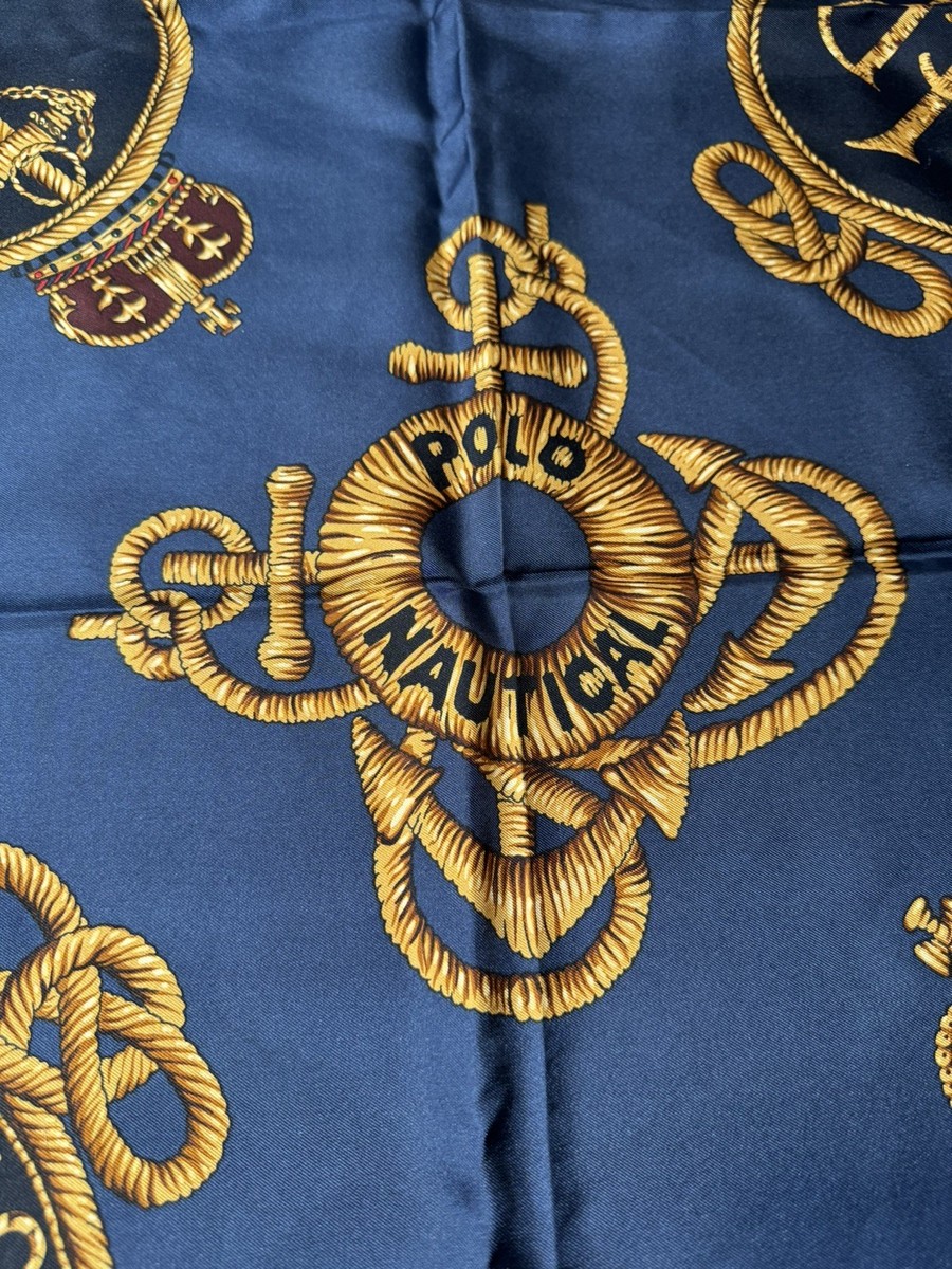 Polo Ralph Lauren Vintage Nautical Silk Ny NYYC Rare Scarf Square