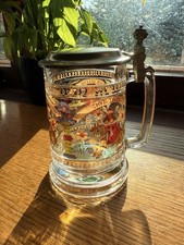 Glas-Bierkrug mit Zinndeckel &ndash; Kurf&uuml;rstent&uuml;mer Motiv CHVR C&ouml;llen / Trier