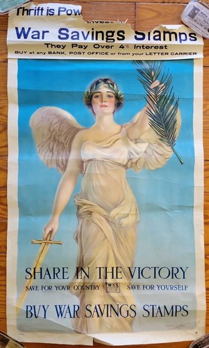 Original WWI Share In The Victory Savings Stamps Poster Haskell Coffin WW1