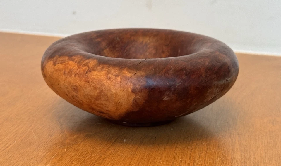 Terry Baker Australia Estudio Artesanal Tallado Torneado Burl Madera Recipiente Cuenco De Colección Mcm Foto 4 de 4