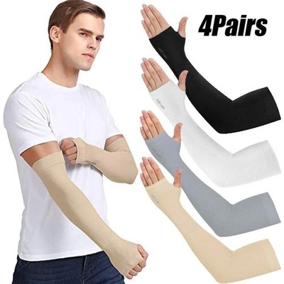 4 Paar Eis Seide Arm Ärmel Sonnenschutz Kühlung UV Sport Radfahren Unisex UK