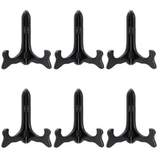 6-Pack Easel Display Stand for Tabletop, Wooden Plate Stands for Display 6 Inch