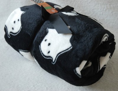 Halloween weiche Fleece Überwurf Decke 120x150cm schwarz weiß gruseliges Gespenst