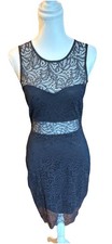 Express S Black Lace Floral Sheath Dress Round Neck Sleeveless Knee Party